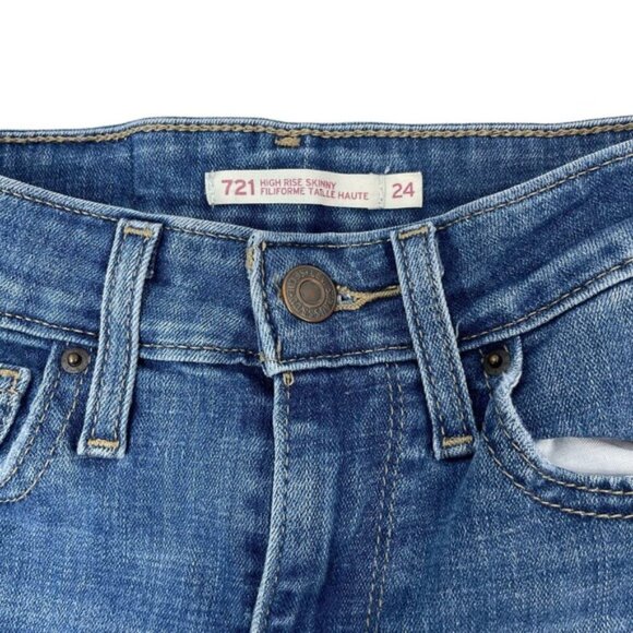 LEVI'S 721 High-Rise Skinny Ankle Jeans Sz 24 Rare Rear Pocket Design - Picture 4 of 8
